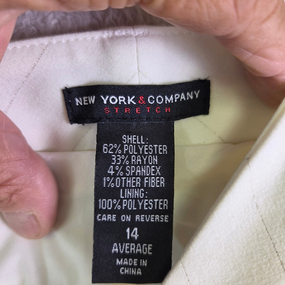 New York & Company Stretch Pinstripe Wide Leg Pants White Silver Metallic 14 A - Picture 2 of 8